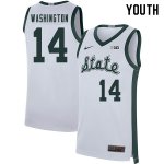 Youth Brock Washington Michigan State Spartans #14 Nike NCAA 2019-20 Retro White Authentic College Stitched Basketball Jersey AR50M01FA